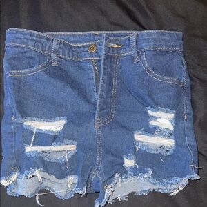 SHEIN Ripped Blue Jean Shorts